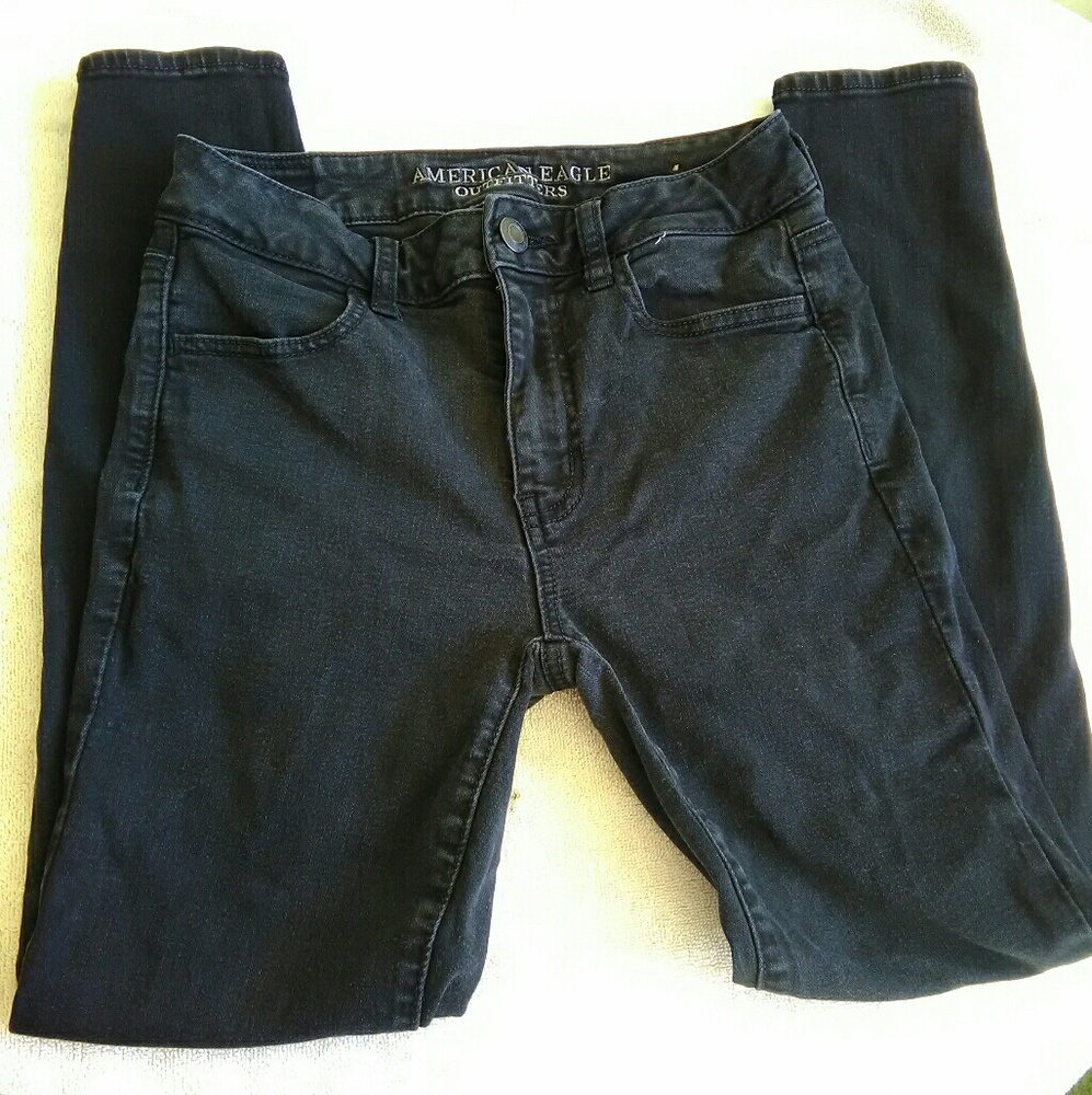 American Eagle Faded Black Denim Jeans 4 Short